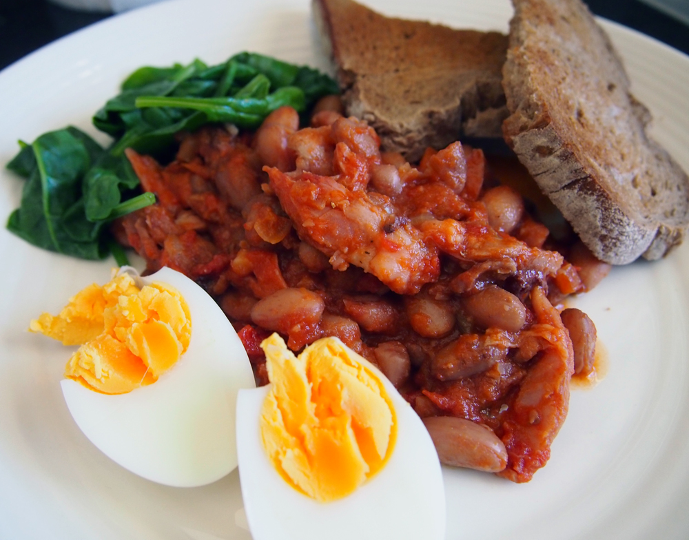 homemade baked beans with smoked ham