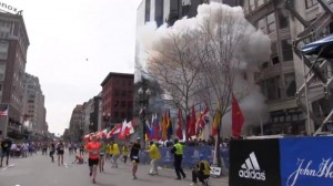 Bomb going off during the Boston Marathon